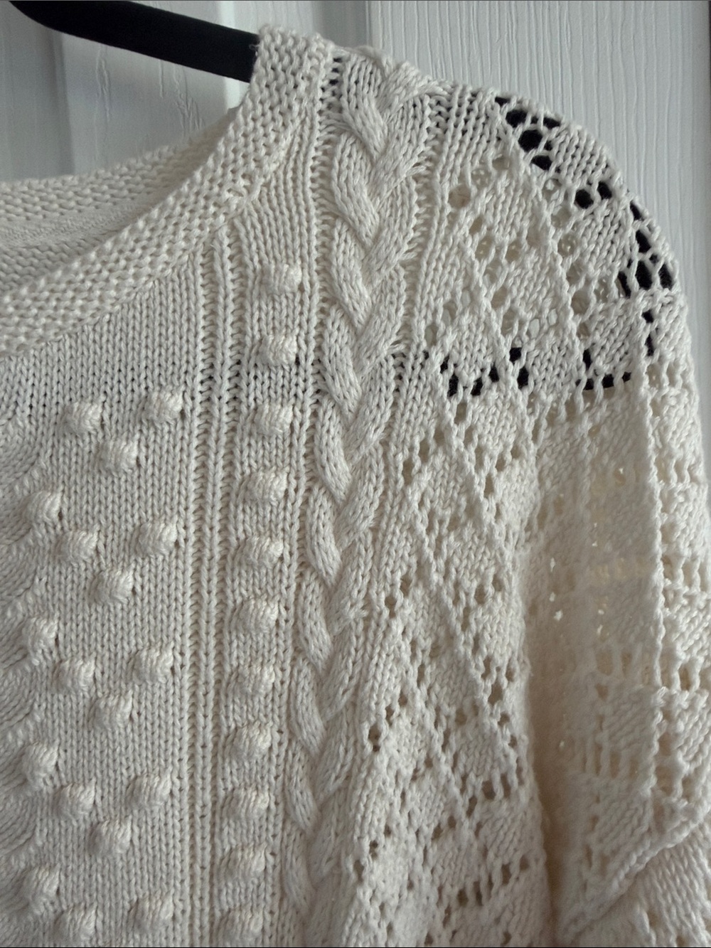 Fat Face Cream Openwork Crewneck Sweater Size 8 - Picture 6 of 12